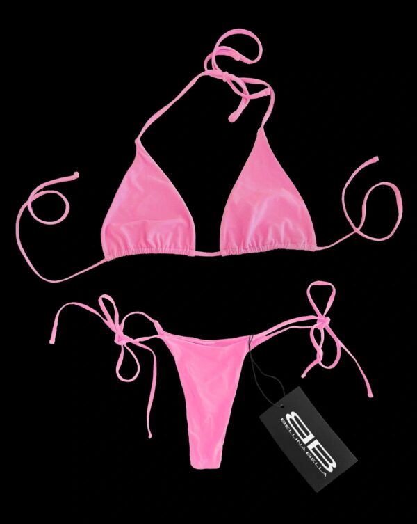 "CANNES" Classic Tie String Bikini in Bright Powder Pink