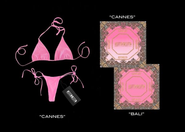 "CANNES" Classic Tie String Bikini in Bright Powder Pink - Image 2