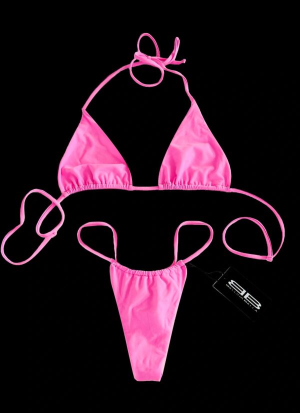 "DESENZANO" Classic No Side String Demi Ruched Bikini in Bright Pink - Image 2