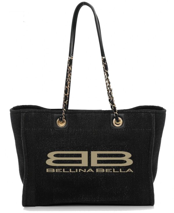 BELLINA BELLA "CANVAS HANDBAG" in Deep Black/Gold - COMING SOON!